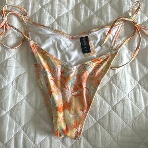 MINKPINK Juniper Orange Multi print floral V side tie bikini bottoms